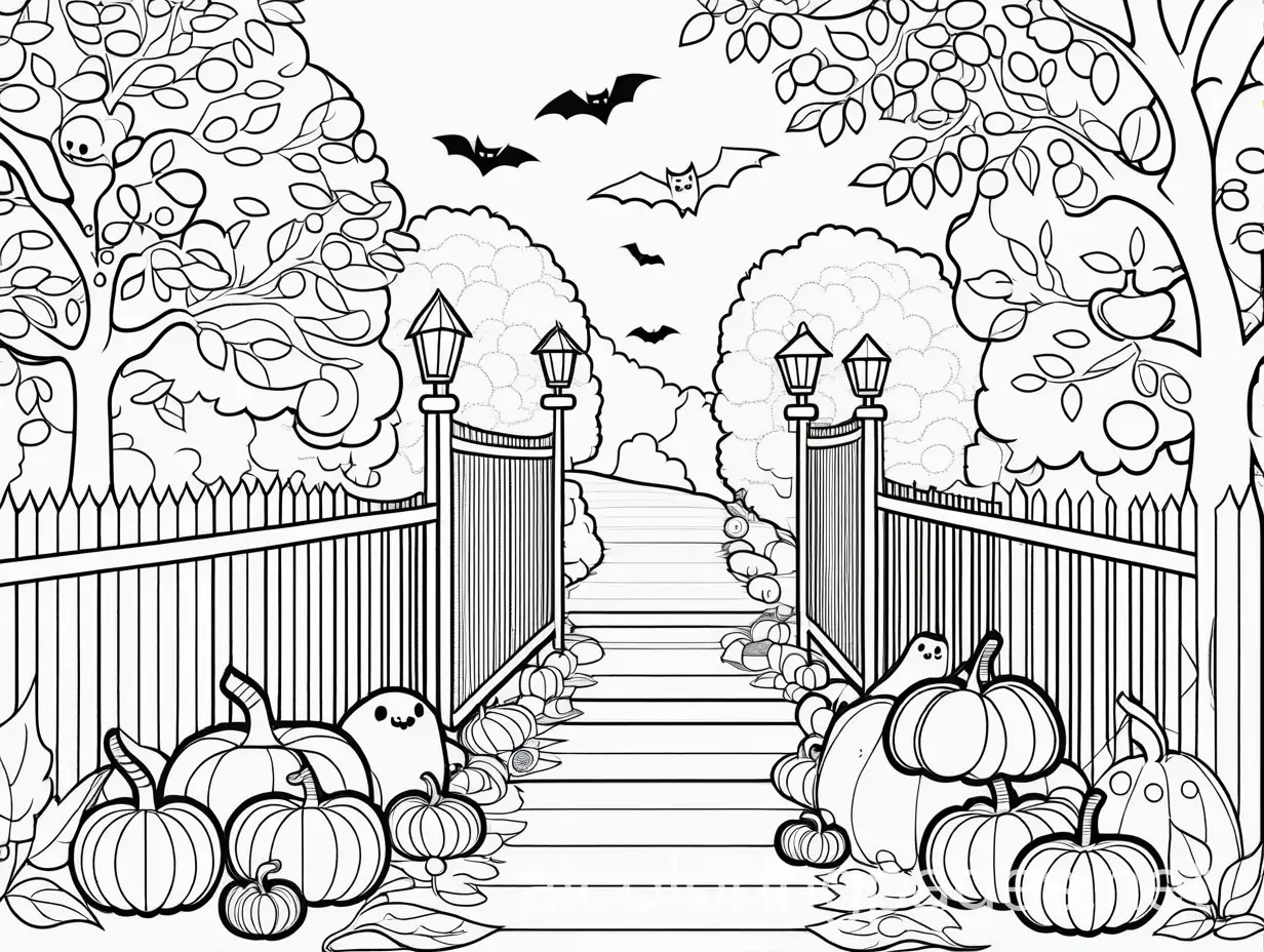 Spooky-Kawaii-Autumn-and-Halloween-Coloring-Page-Line-Art-on-White-Background