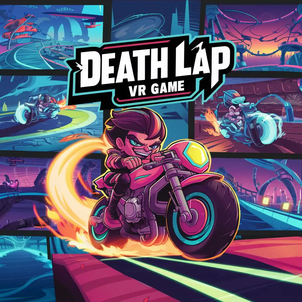 VR Racing Game Thumbnail with Cartoon Art Style