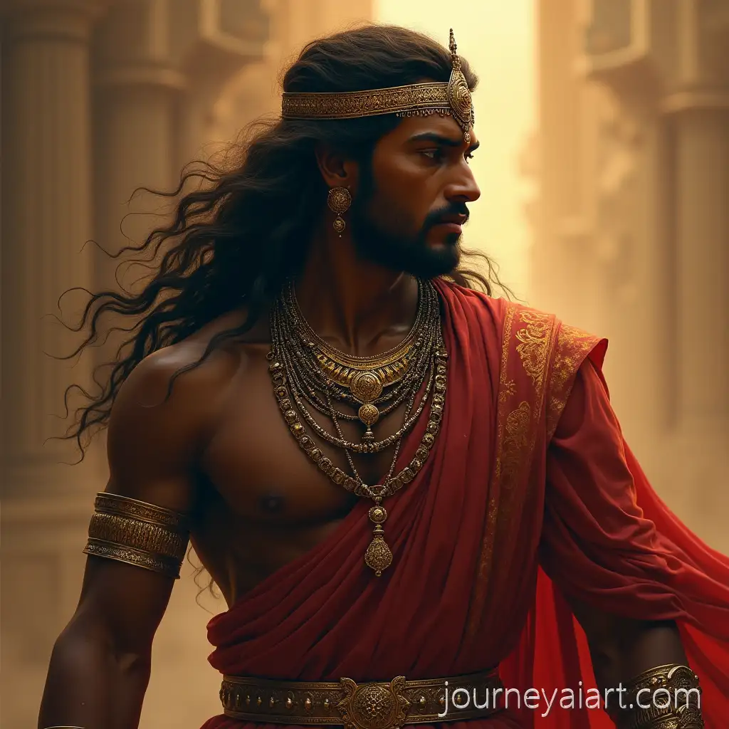 Arjuna-from-Mahabharata-with-Dark-Skin-in-Epic-Battle-Scene
