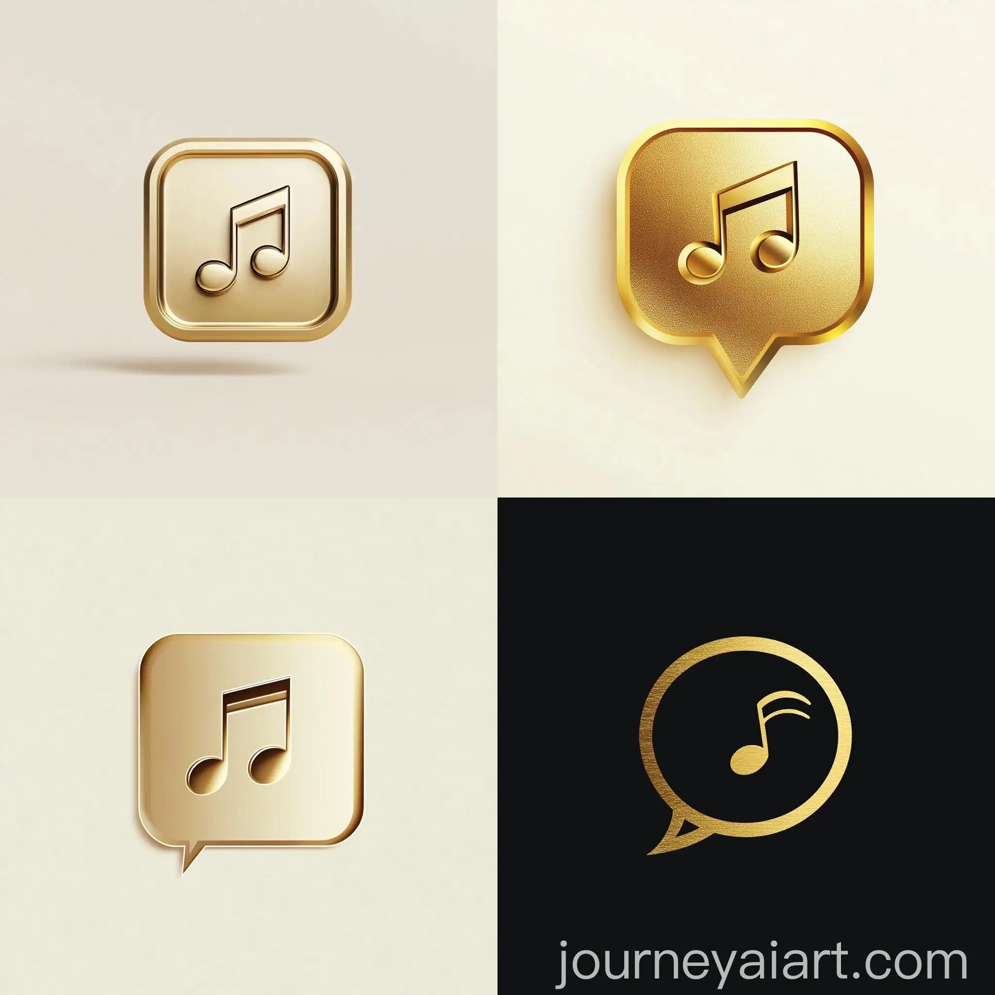 Luxurious-Gold-Metallic-Logo-with-Speech-Bubble-and-Musical-Note