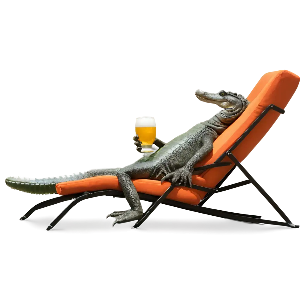 PNG-Image-Alligator-Relaxing-on-Lounge-Chair-with-Beer