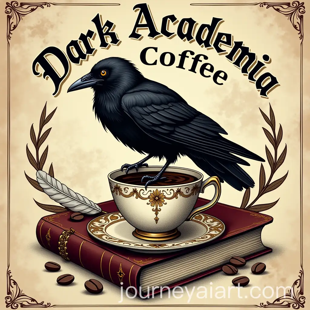 Gothic-Dark-Academia-CoffeeAI-Image-Prompt-Expansion-Brand-Logo-with-Raven-and-Antique-Elements