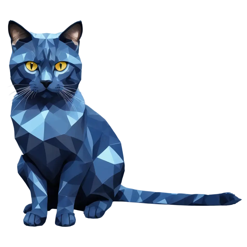 Polygonal-Cat-Blue-Color-PNG-Image-Stunning-Geometric-Art-for-Digital-Creations