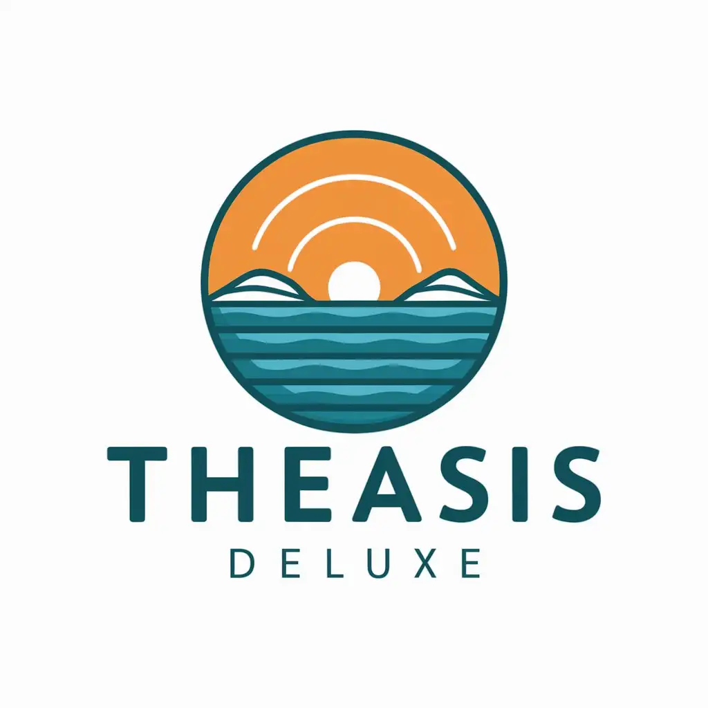 LOGO Design for Theasis Deluxe Sea View Sunset in Vector Art Style