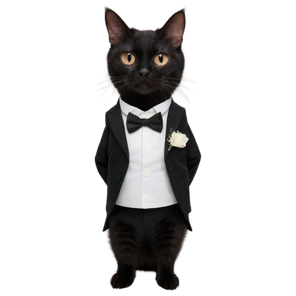 Two-Cats-as-a-Married-Couple-in-White-Dress-and-Black-Suit-HighQuality-PNG-Image-for-Unique-Wedding-Pet-Art