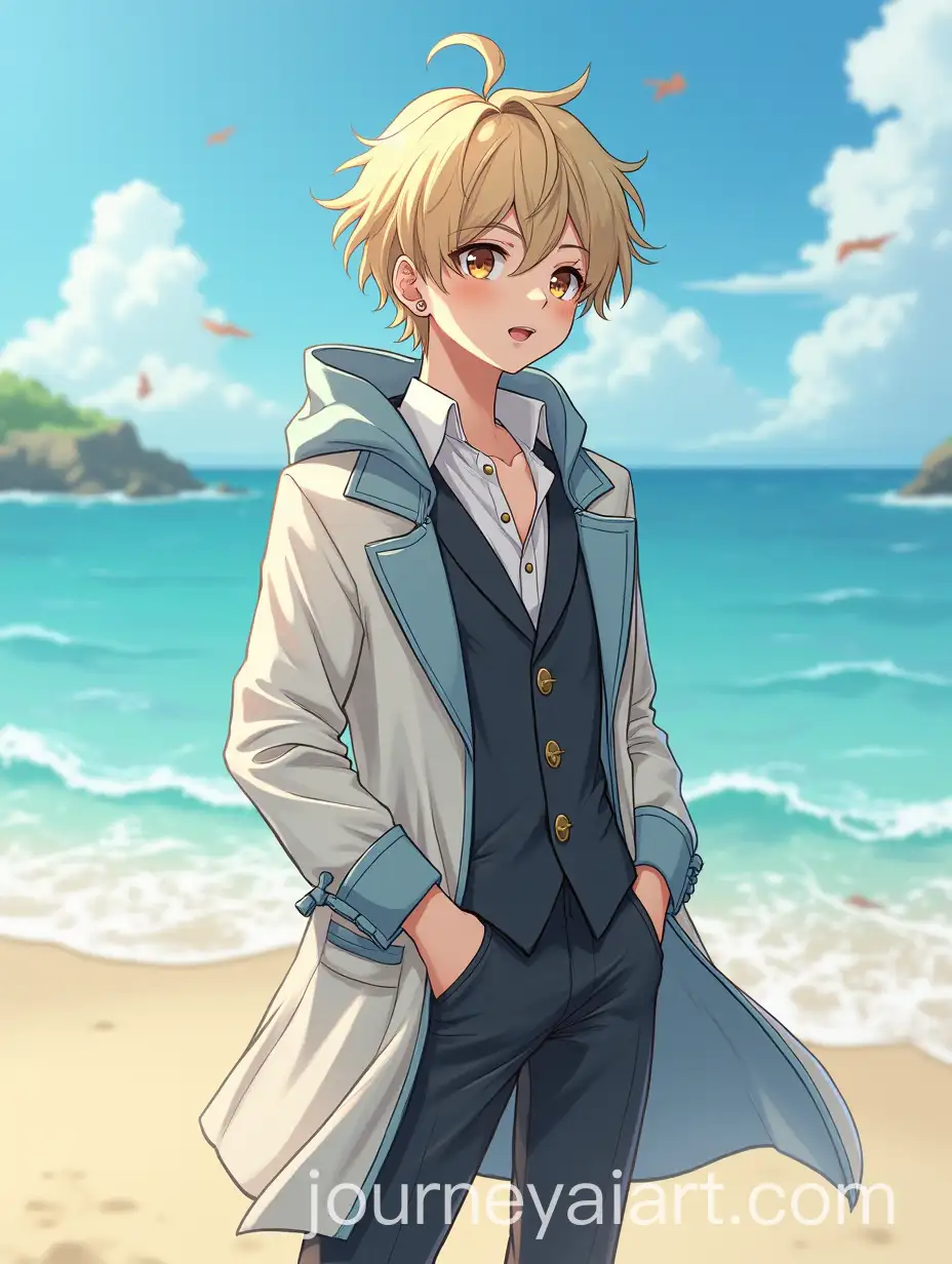 Anime-Style-Boy-in-Fancy-BeachInspired-Clothes