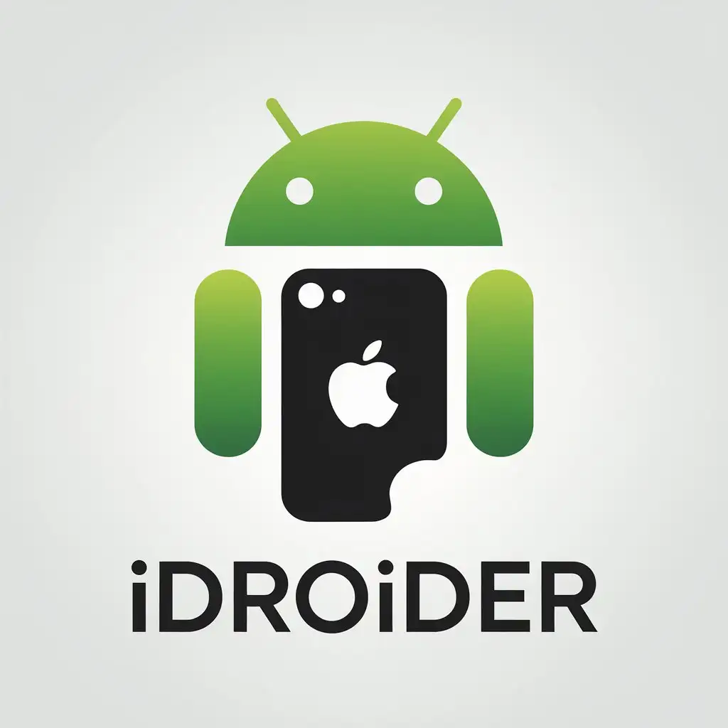 a vector logo design,with the text "iDroider", main symbol:Android , iphone,Moderate,be used in Techology industry,clear background