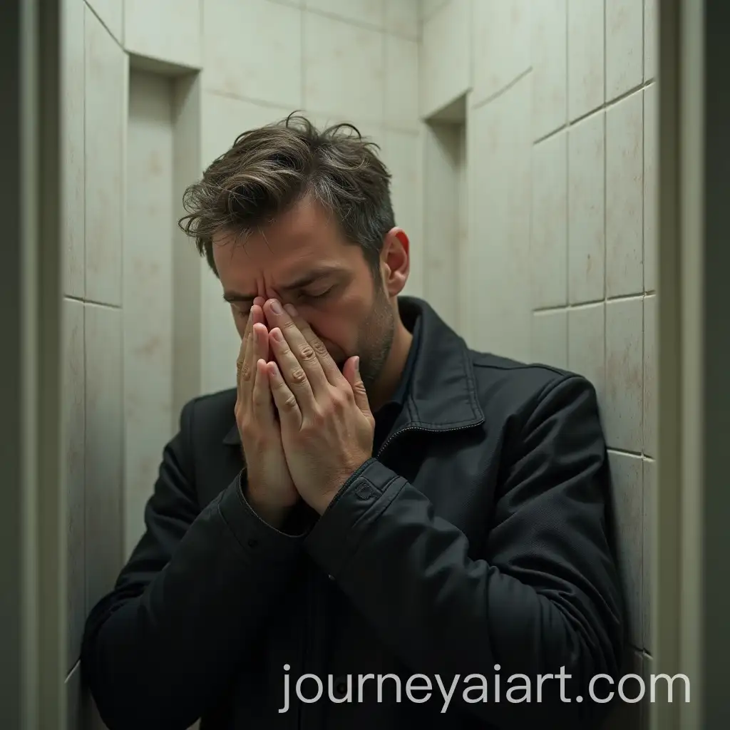 Serbian-Man-CAI-Image-Prompt-Expansionoughing-in-Small-Public-Bathroom