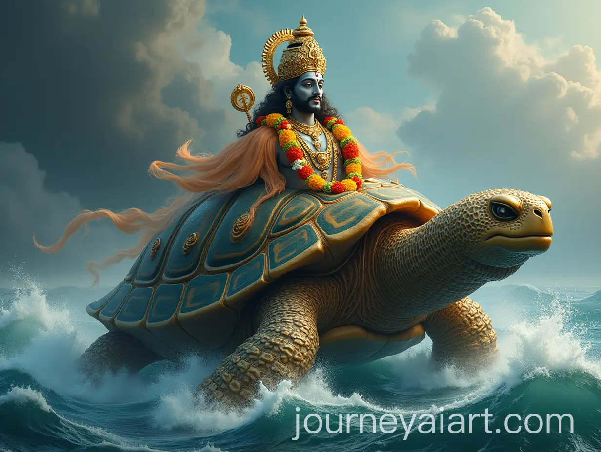 Lord-Vishnus-Kurma-Avatar-with-Glowing-GemEncrusted-Turtle-Shell-in-Churning-Ocean