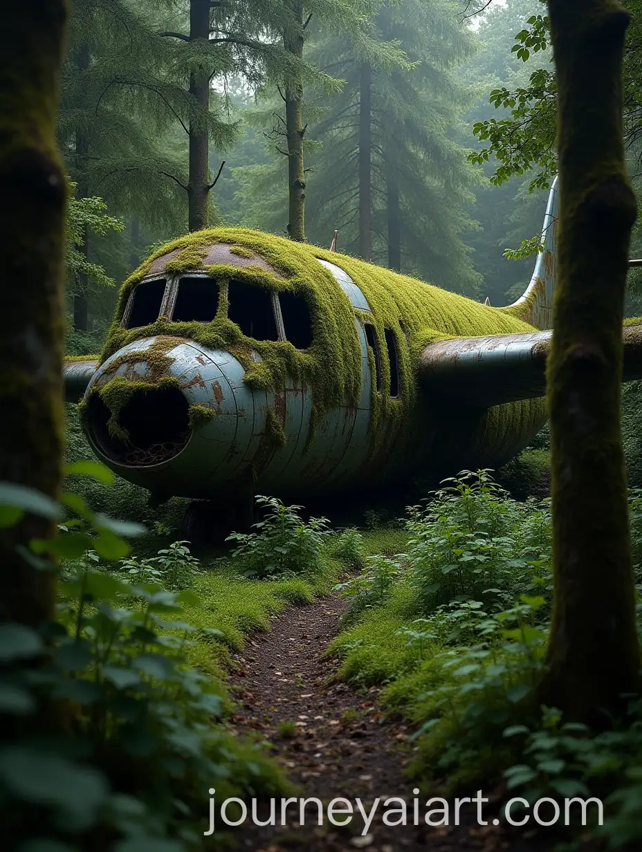 Abandoned-Plane-Overgrown-in-Forest-with-Rusty-Wings-and-Shattered-Windows