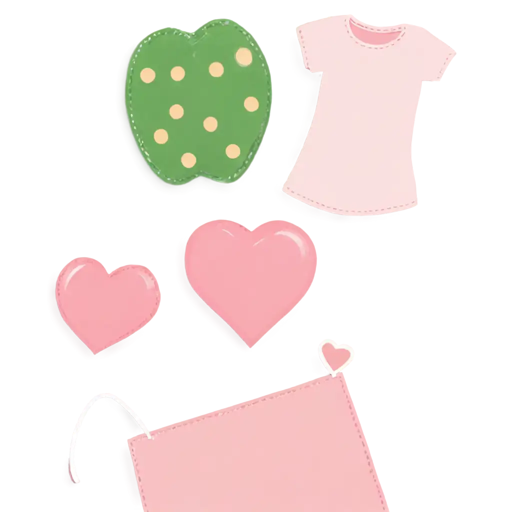 Generate images as stickers on the theme of women's pajamas. With elements of hearts, peas and all such cute things. In pink, pastel shades