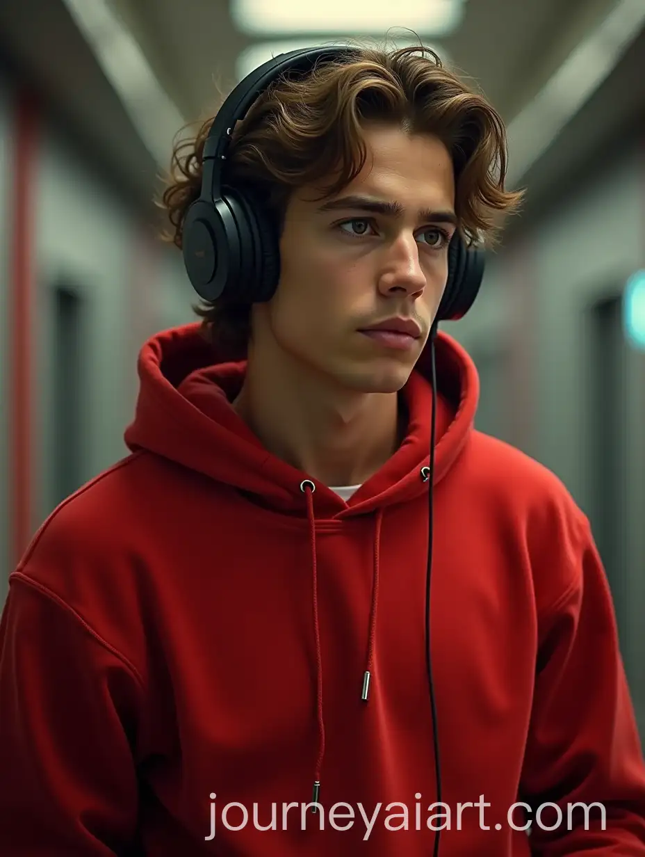 Confident-Young-Man-in-Red-Sweatshirt-with-Gamer-Headphones