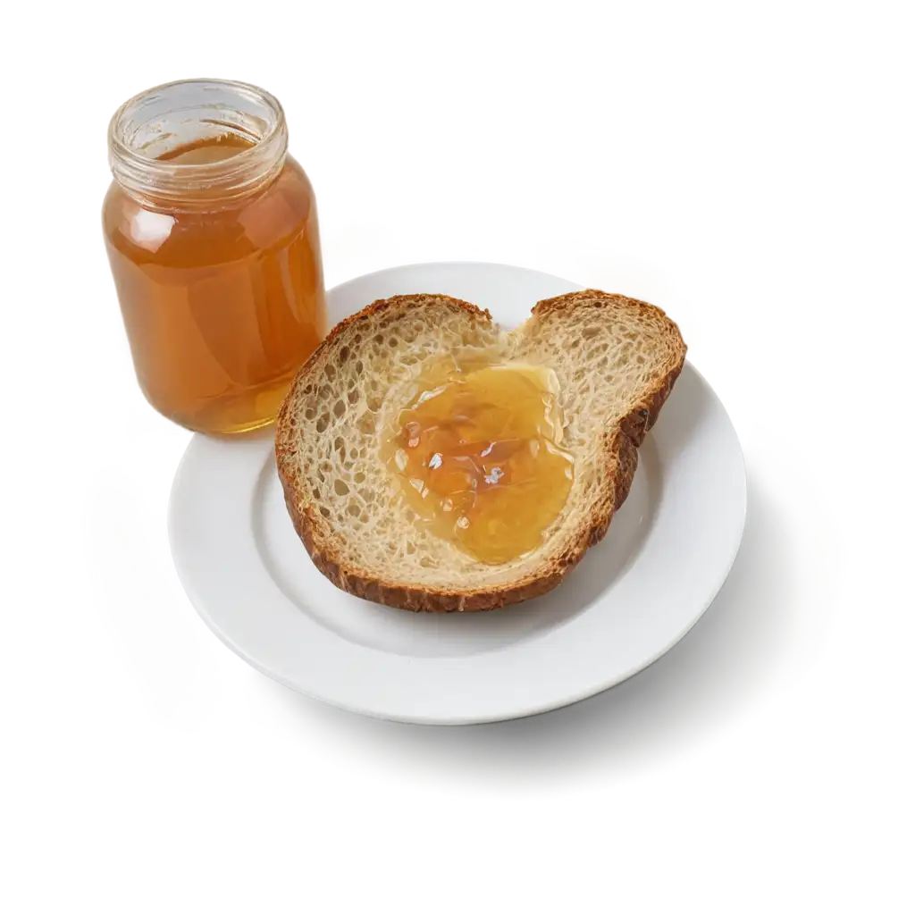 Deliciously-Inviting-PNG-Image-of-a-Jar-of-Honey-Roasted-Bread-and-Glass-of-Tea-for-Your-Design-Needs