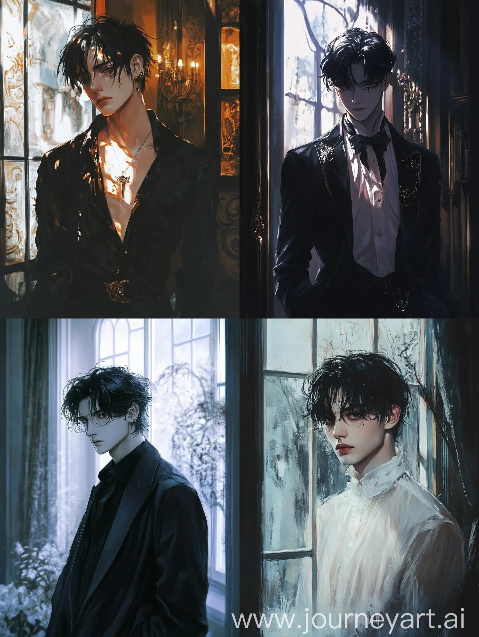 Ethereal-Anime-Portrait-of-Handsome-Man-in-Elegant-Mansion