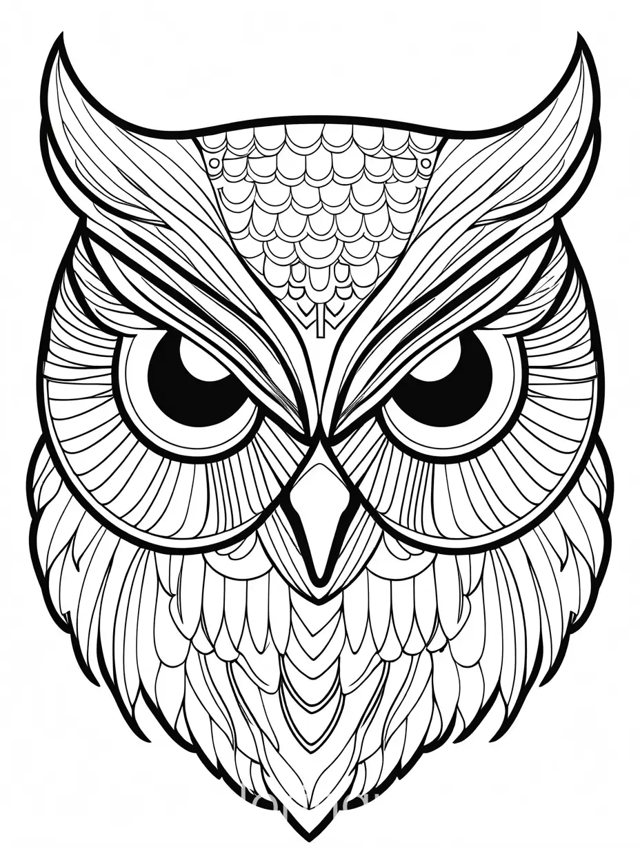 Owl-Mask-Coloring-Page-Black-and-White-Line-Art-for-Kids