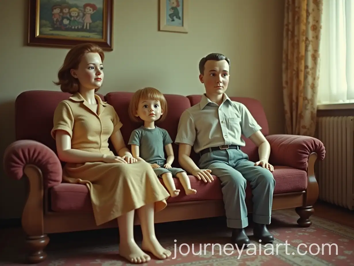 Vintage-Soviet-Living-RoomAI-Image-Prompt-Expansion-with-Mannequin-Family-on-Couch