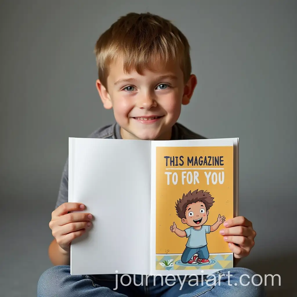 TenYearOld-Boy-Holding-a-Childrens-Magazine-with-a-Personalized-Cover