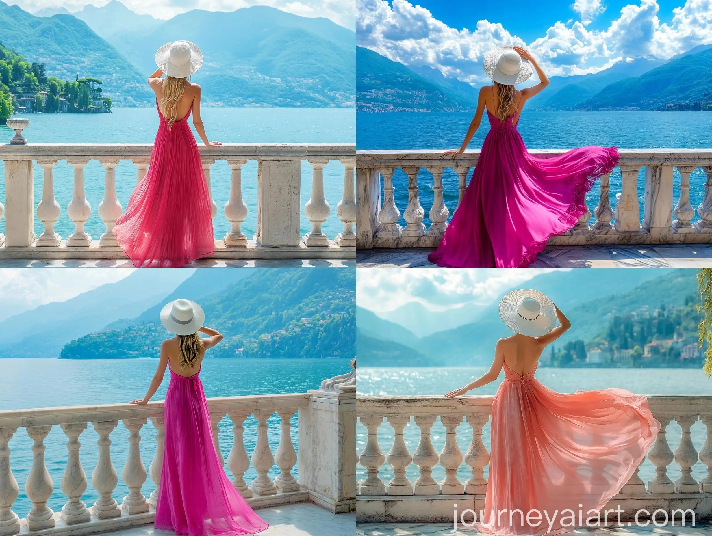 Fuchsia-Summer-Dress-Woman-at-Lake-Como-Balcony
