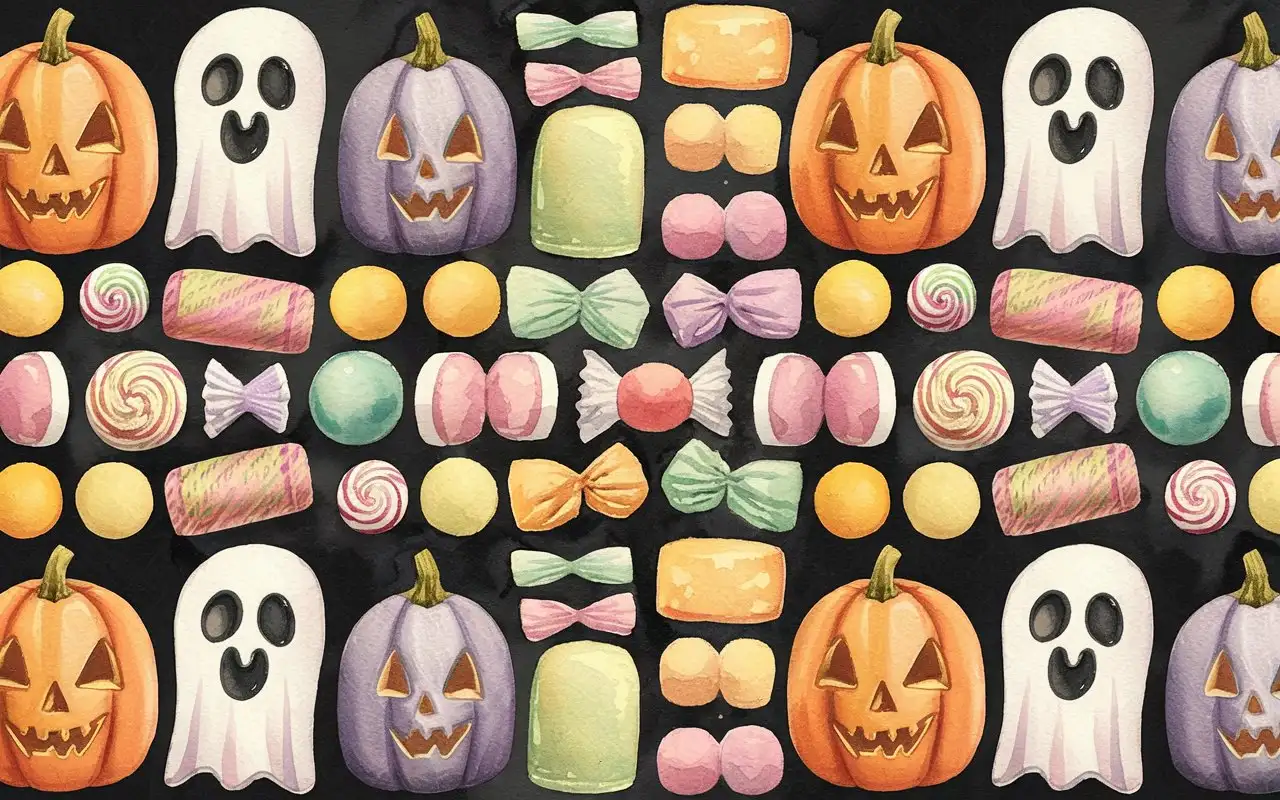 Watercolor Halloween Candy Illustration