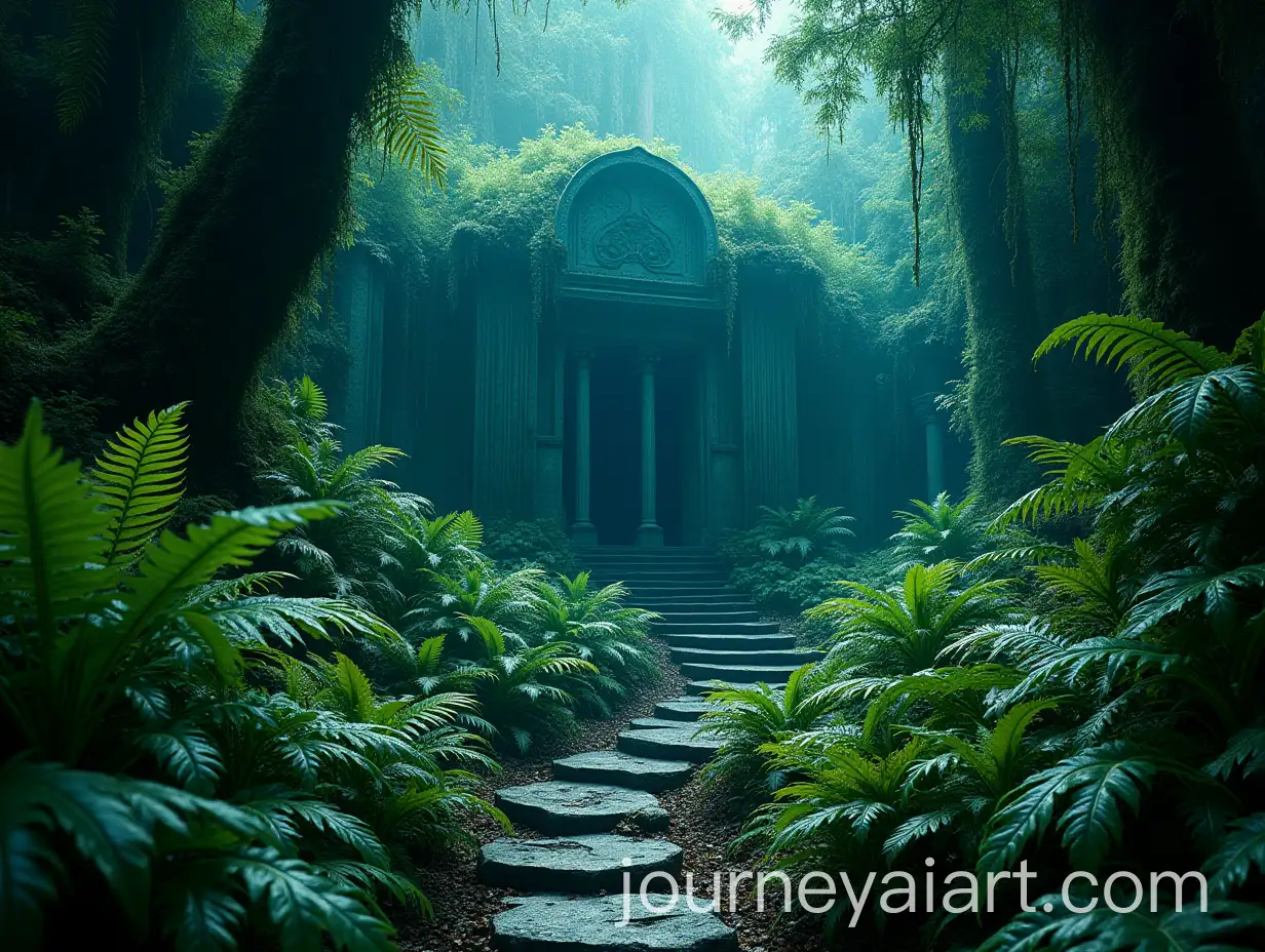 Enchanted-Jungle-with-Ancient-Stone-Altar-and-Bioluminescent-Flora