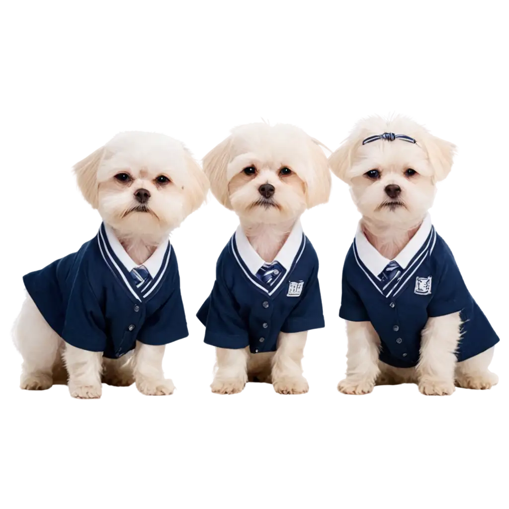 PNG-Image-of-Shitzu-and-Maltese-Dogs-in-School-Uniforms-AI-Art-Prompt