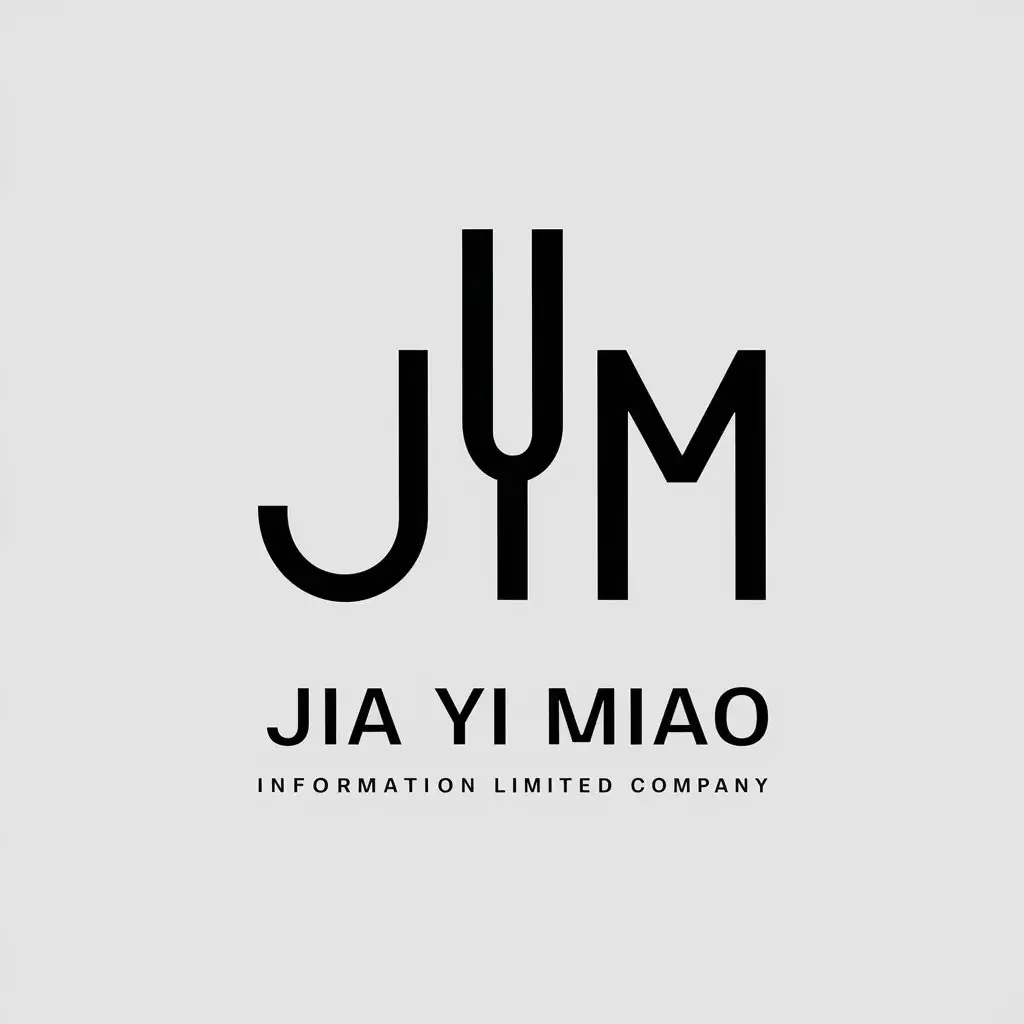 a vector logo design,with the text "Jia Yi Miao Information Limited Company", main symbol:jym,Minimalistic,be used in Internet industry,clear background