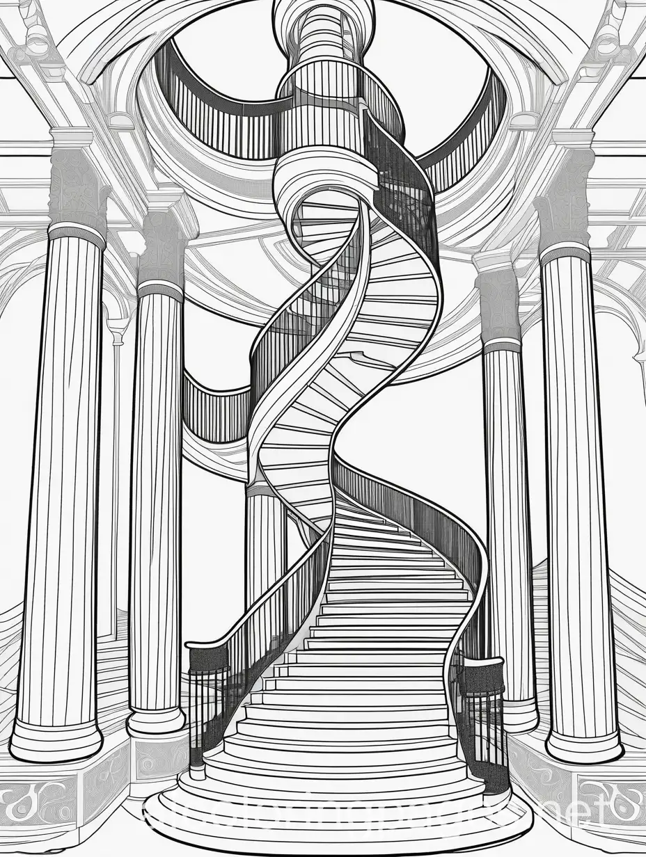 Fantasy-Spiral-Staircase-Adventure-with-Princess-Knight-and-Sorceress