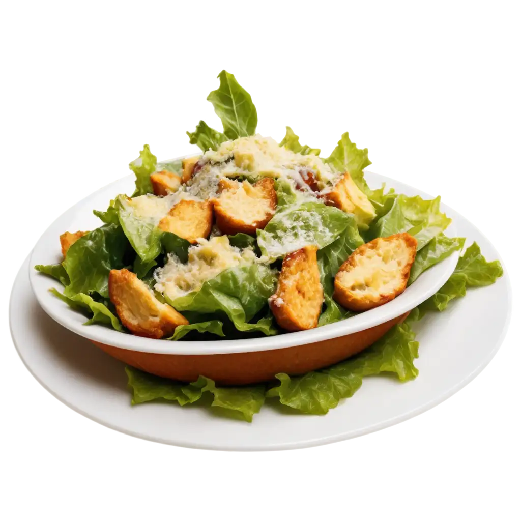 Caesar-Salad-on-White-Plate-PNG-Image-Fresh-and-Appetizing-Visuals-for-Culinary-Blogs-and-Menus