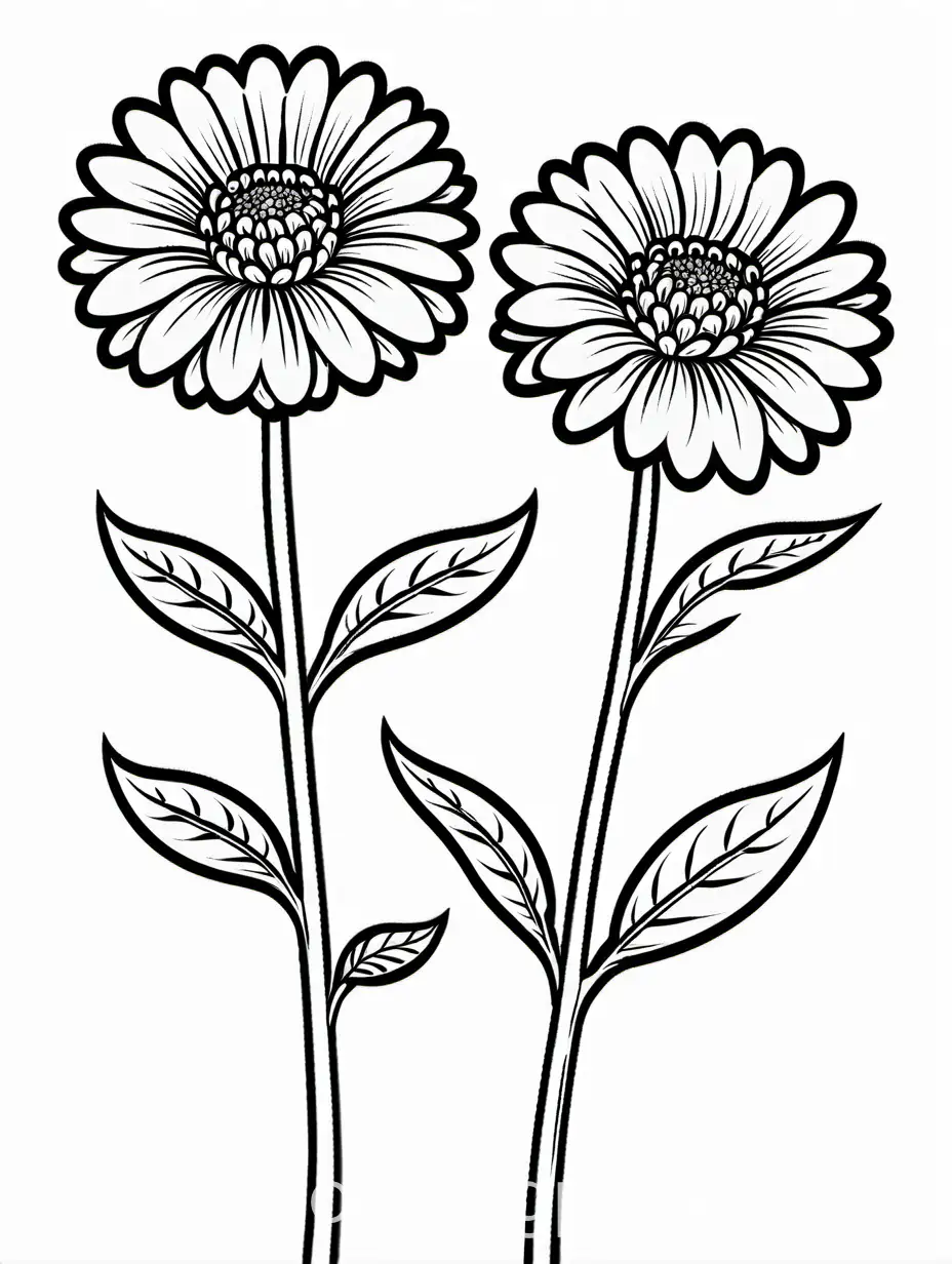 Three-Marigold-Flowers-Connected-by-a-Stem-on-White-Background