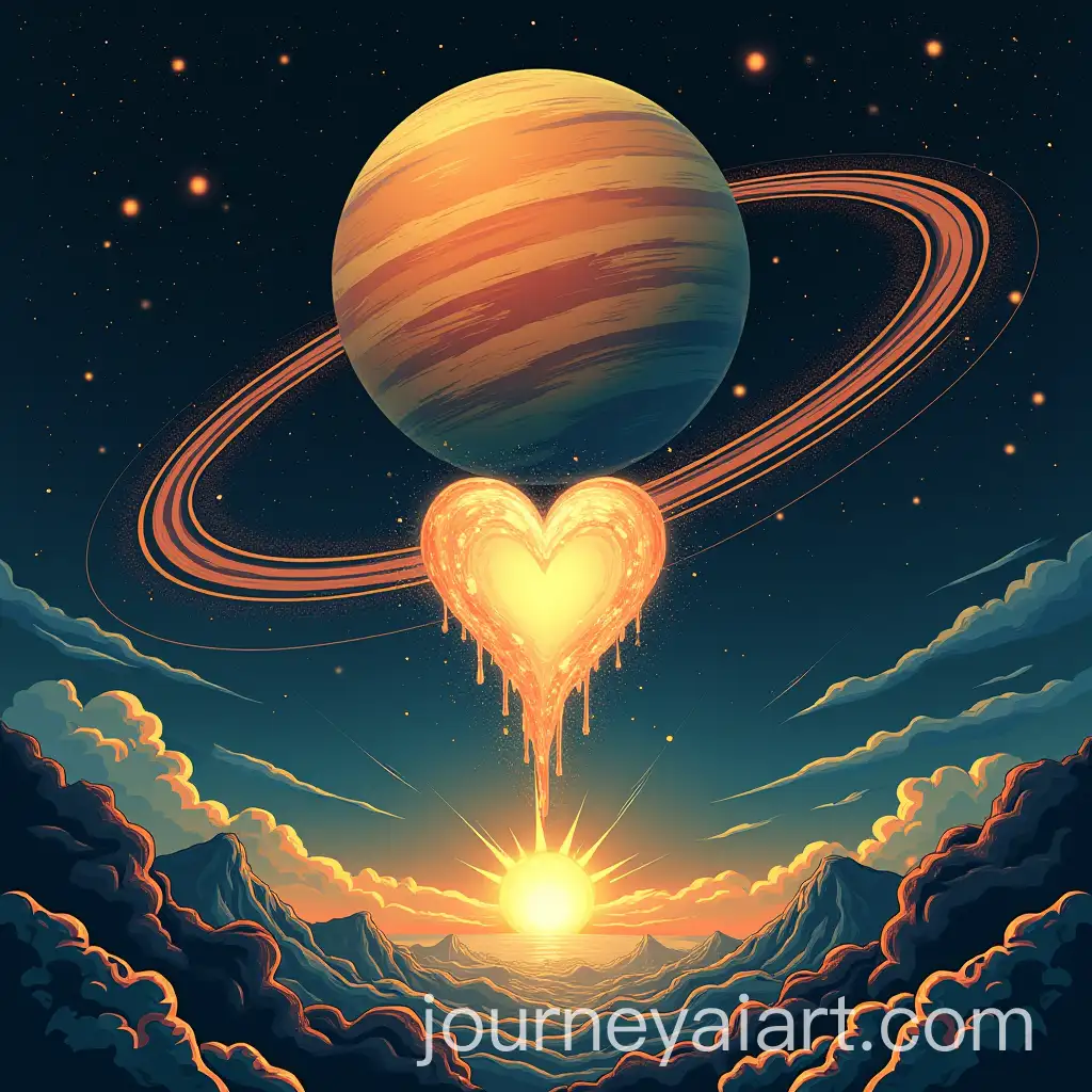 Stylized-Planet-with-Orbital-Ring-and-Meteor-Shower