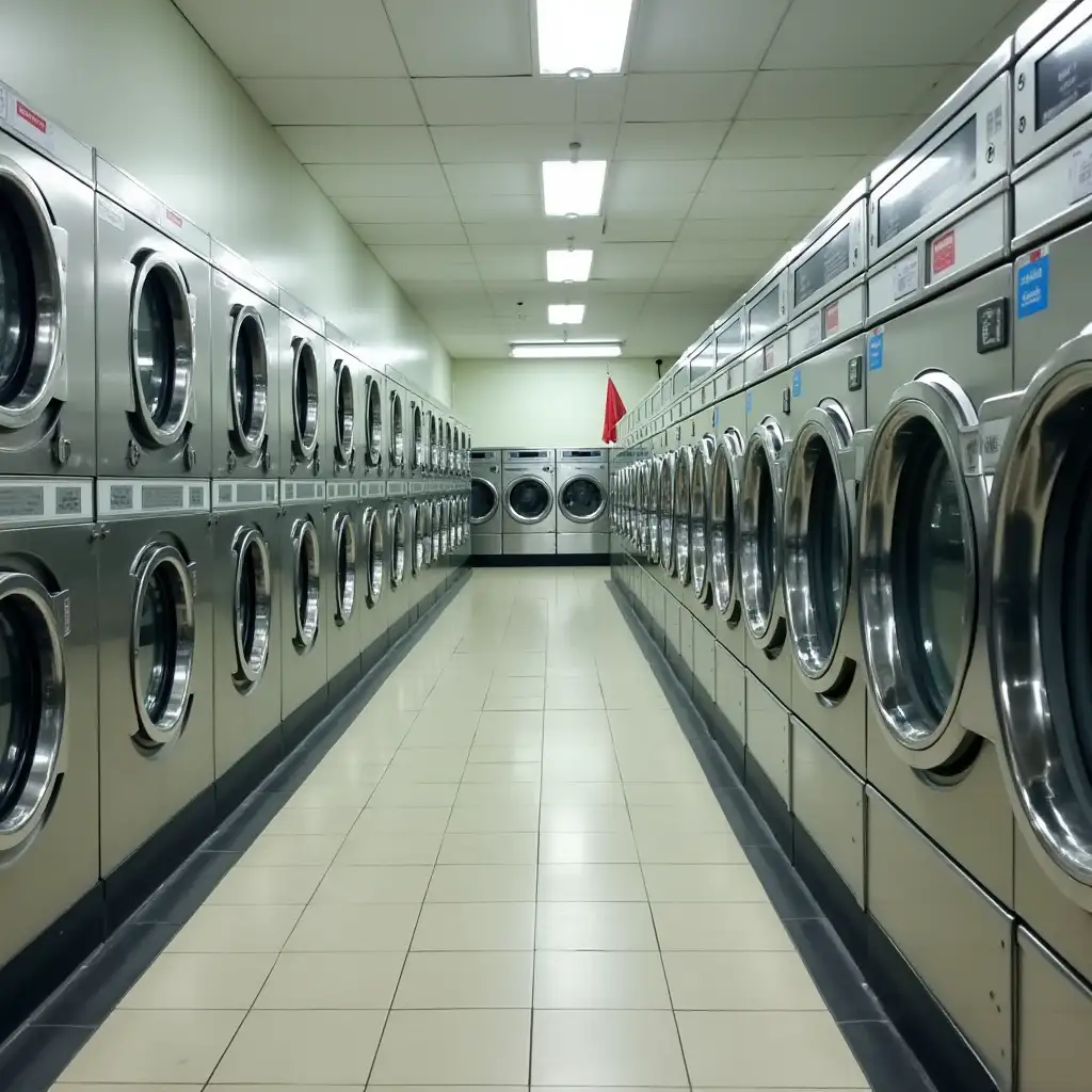 Efficient Laundry Day Busy Laundromat Scene