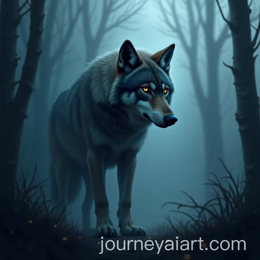 Serious-Wolf-Emerging-from-the-Fog-Vector-Illustration