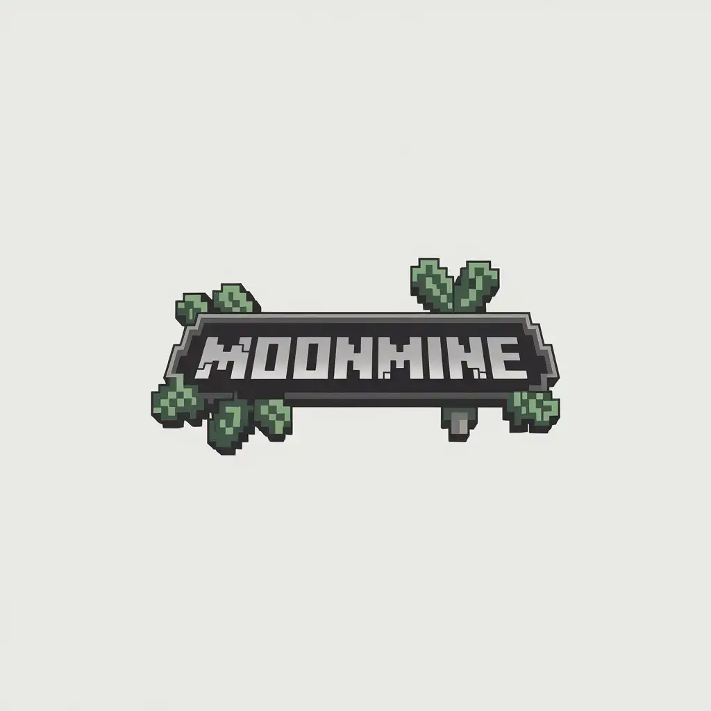 LOGO Design for Moonmine Minimalistic Minecraft Style with Leaves and Laminaria