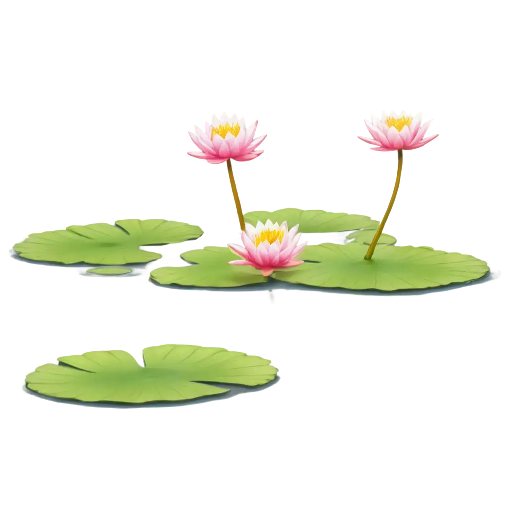 Water-Lily-Cartoon-PNG-Realistic-and-Playful-Floral-Illustration