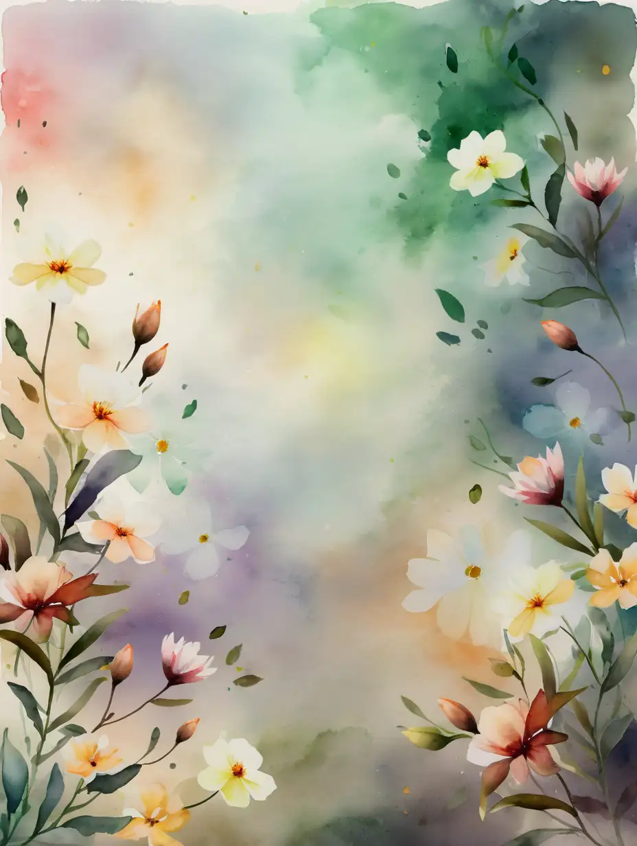 Artistic Watercolor Style Digital Background with Flowers