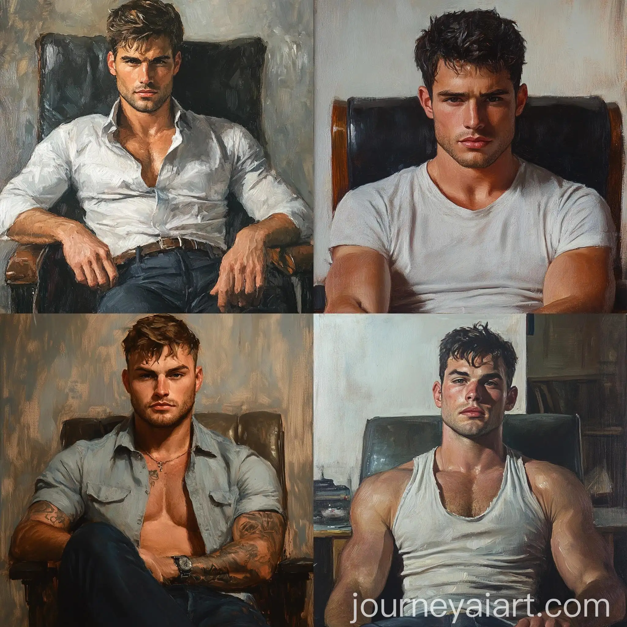 Portrait-of-a-Strong-and-Smouldering-Young-Man-in-an-Office-Chair