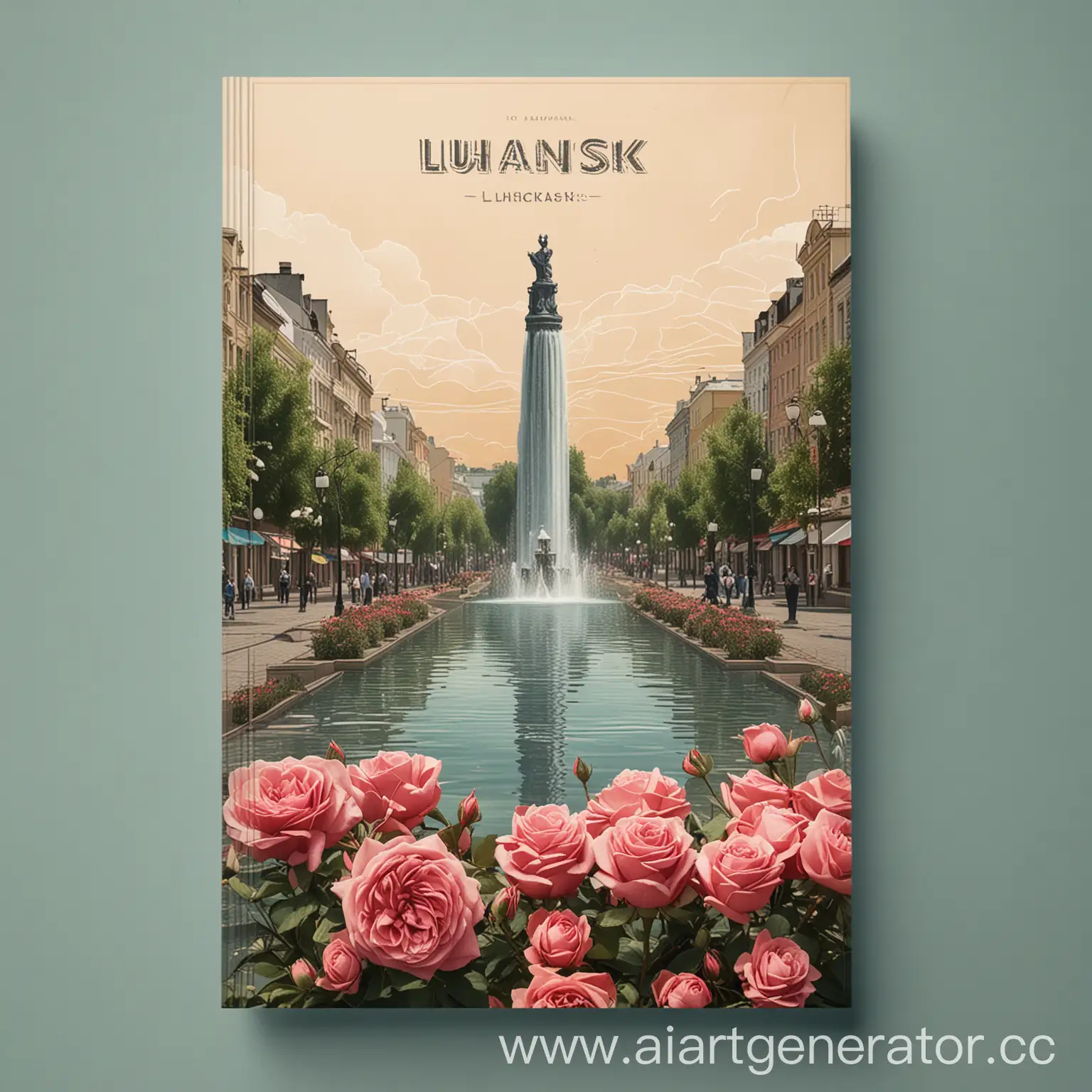 Luhansk-Tourist-Guide-Cover-Featuring-City-Landmarks-and-Iconic-Fountains-and-Roses