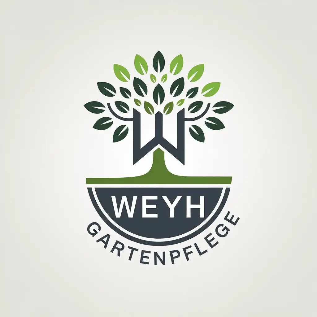 LOGO Design for WEYH Gartenpflege Modern Green Grey Garden Care Theme with Plant and Initials Symbolism