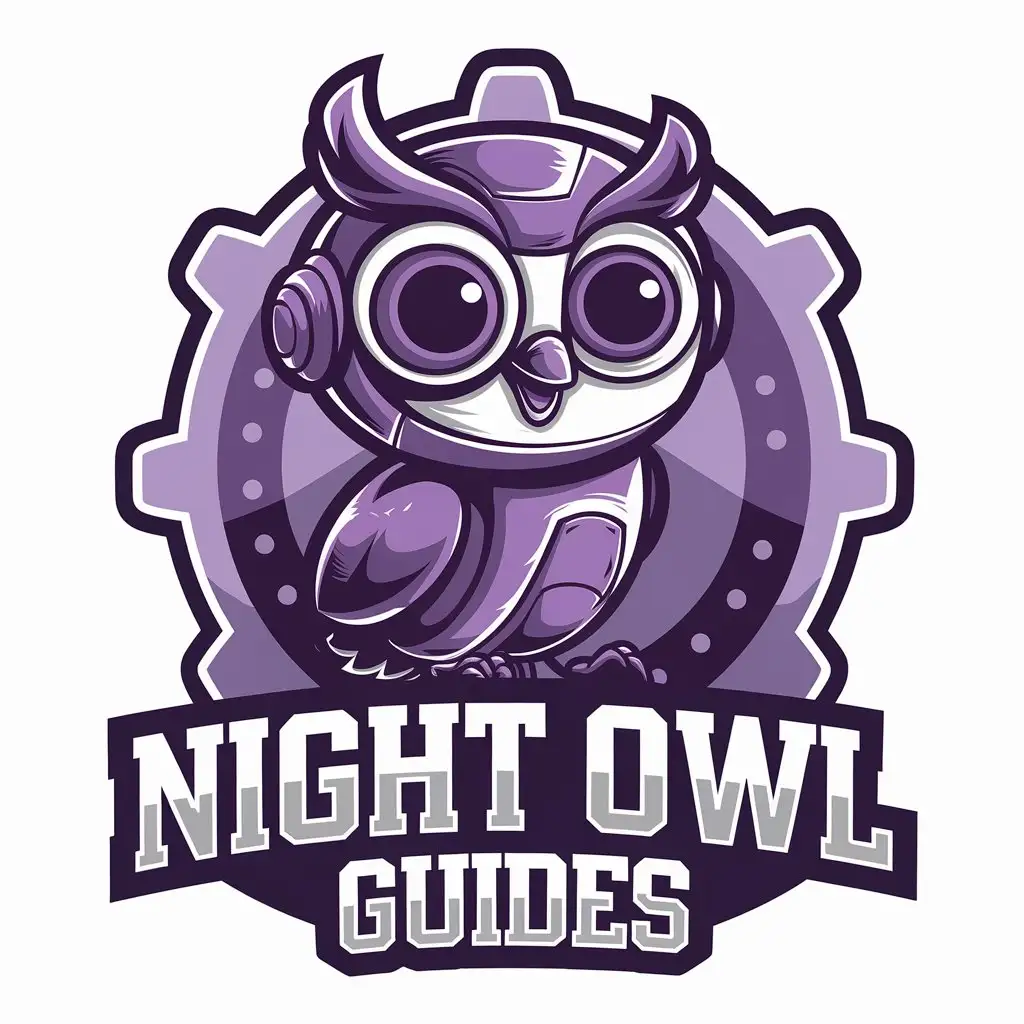 LOGO Design For Night Owl Guides Purple Robot Owl Symbolizing Tech Enthusiasm