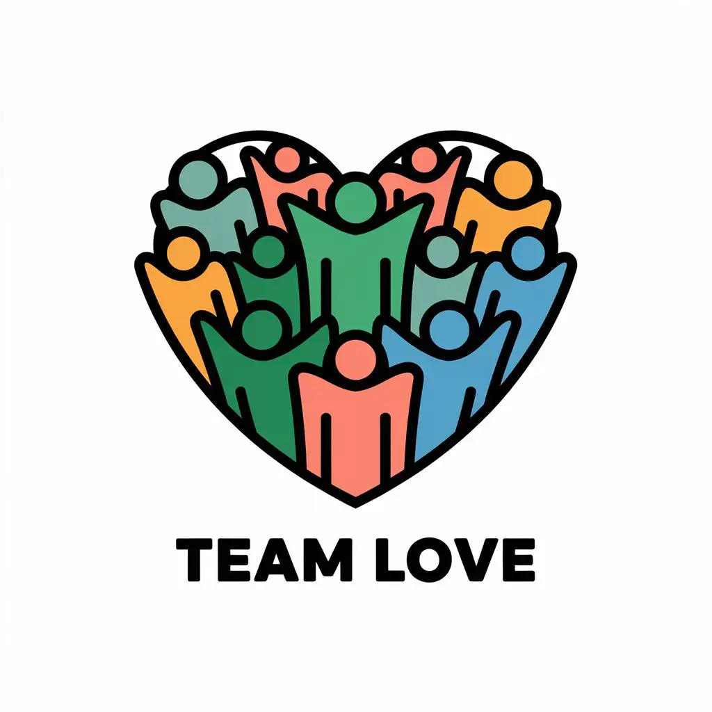 LOGO Design for Team Love Unity of 11 Humans Inside a Heart Symbol with Clear Background