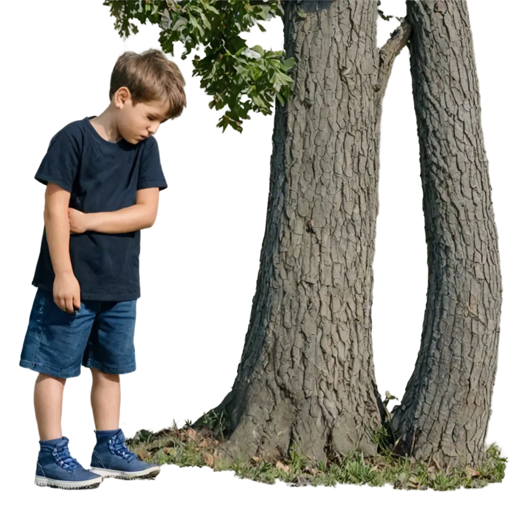 Emotional-PNG-Image-of-a-Sad-Boy-Under-a-Tree-Perfect-for-Digital-Art-and-Storytelling