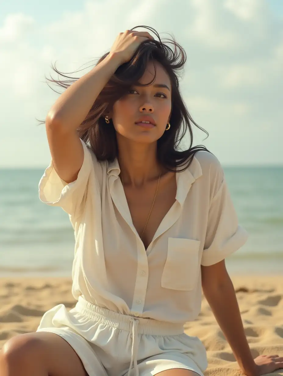 Indonesian-Woman-in-Casual-Outfit-with-WindBlown-Hair-on-a-Serene-Day