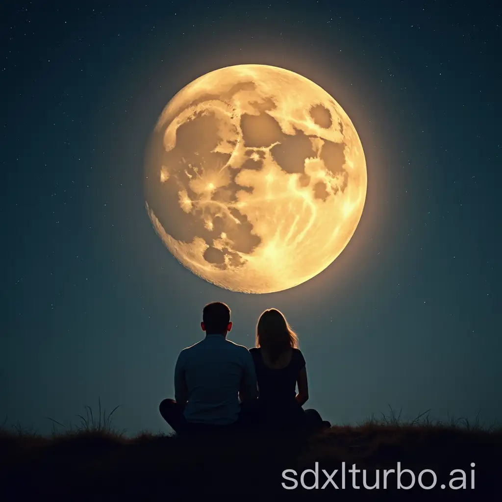 Love couple on moon