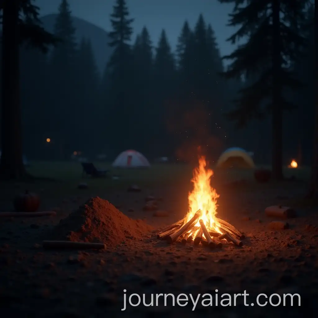 Realistic-Campfire-Scene-in-a-Nighttime-Forest
