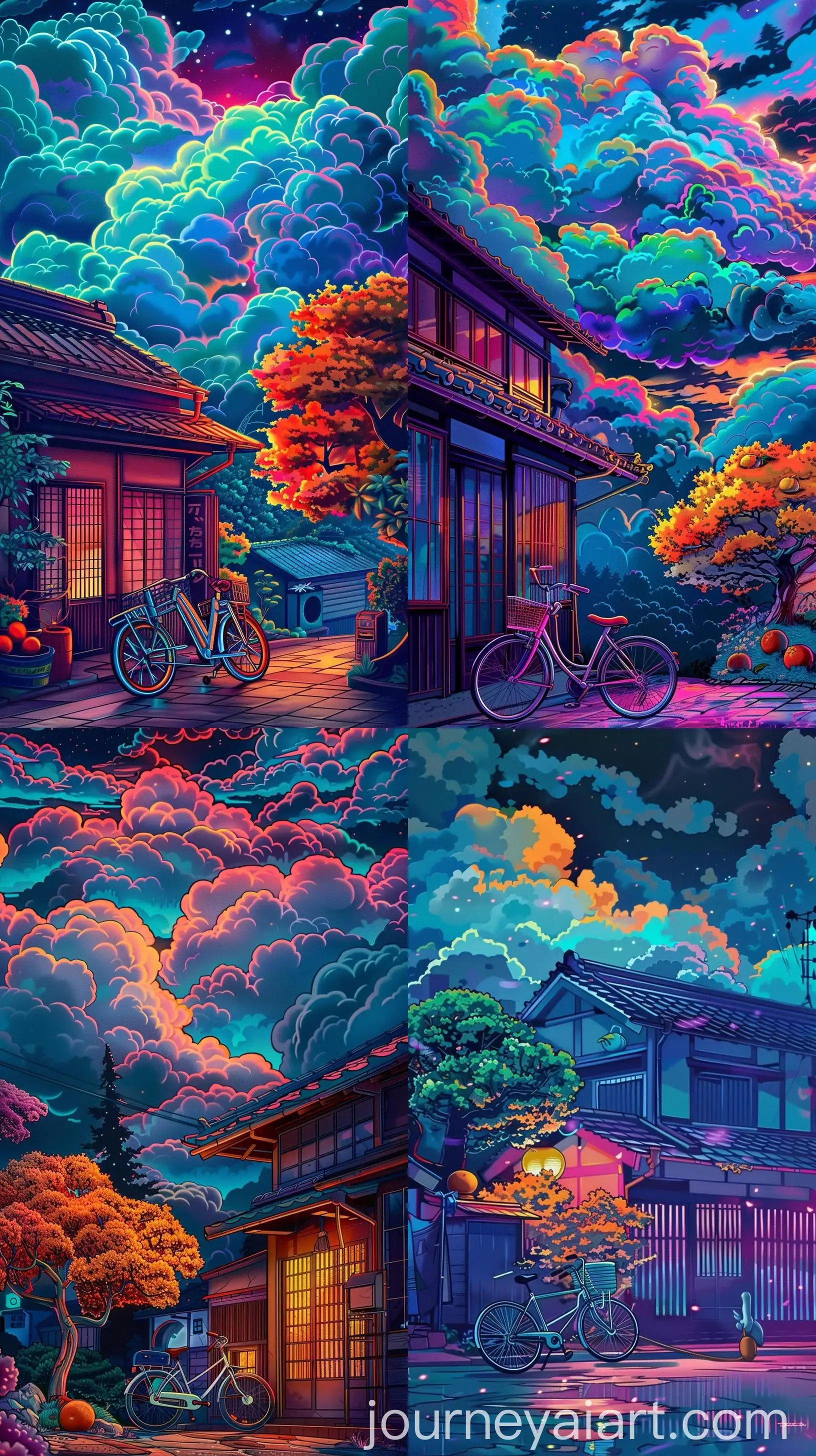 Serene-Evening-Bicycle-and-Orange-Tree-House-Scene