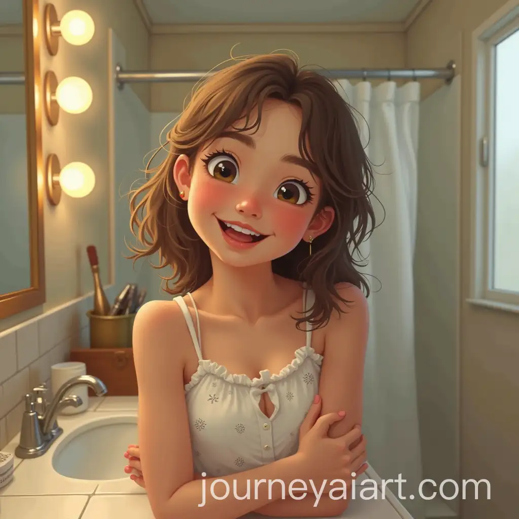 Teenage-Girl-in-Bathroom-Wearing-Singlet