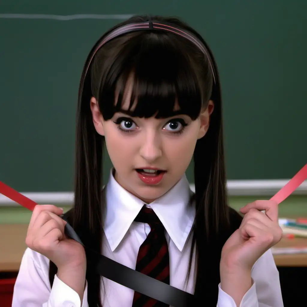 Funny-Girl-in-School-with-Black-Tape-Fashion-Style