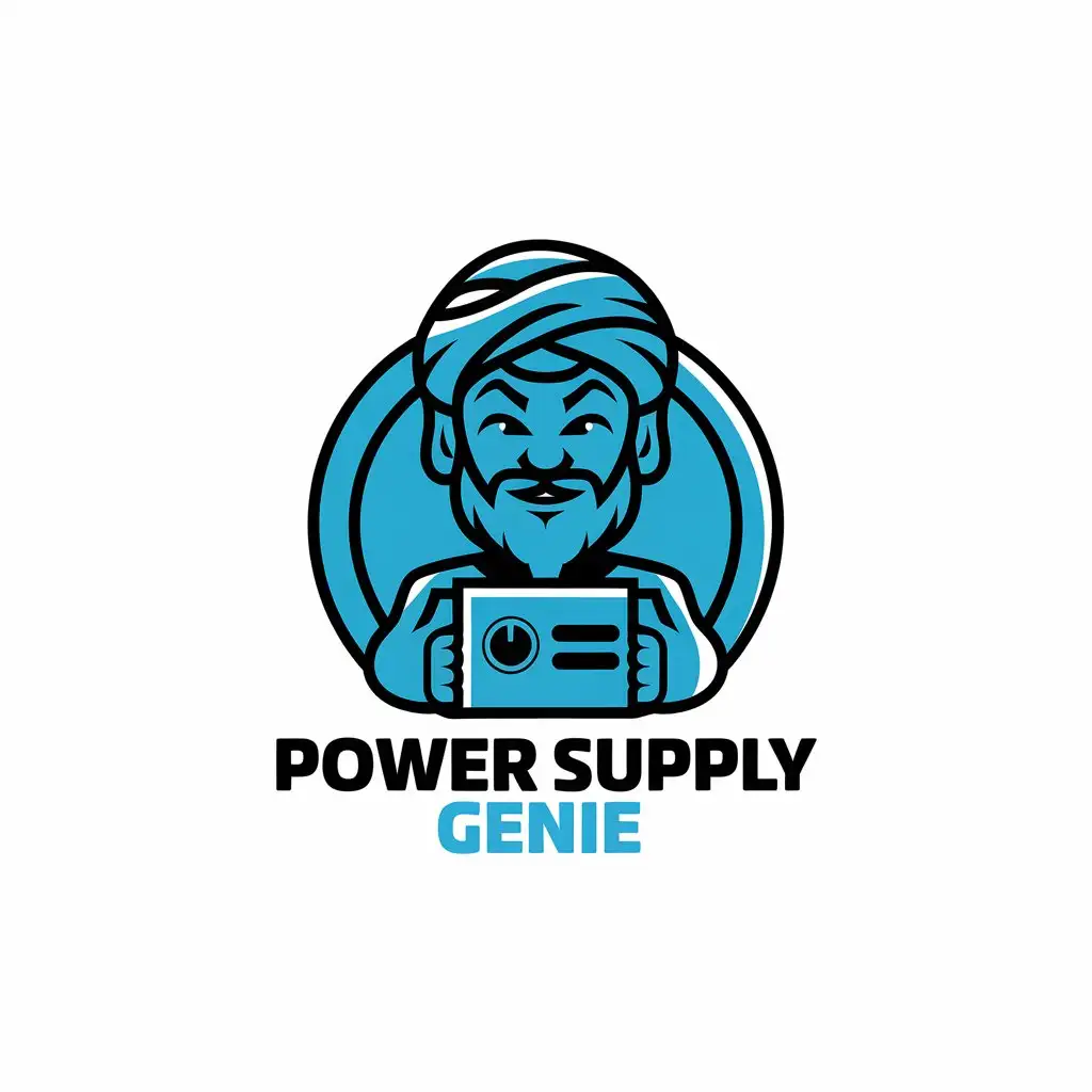 LOGO Design for Power Supply Genie Custom Solutions with Modern Branding and Clear Background