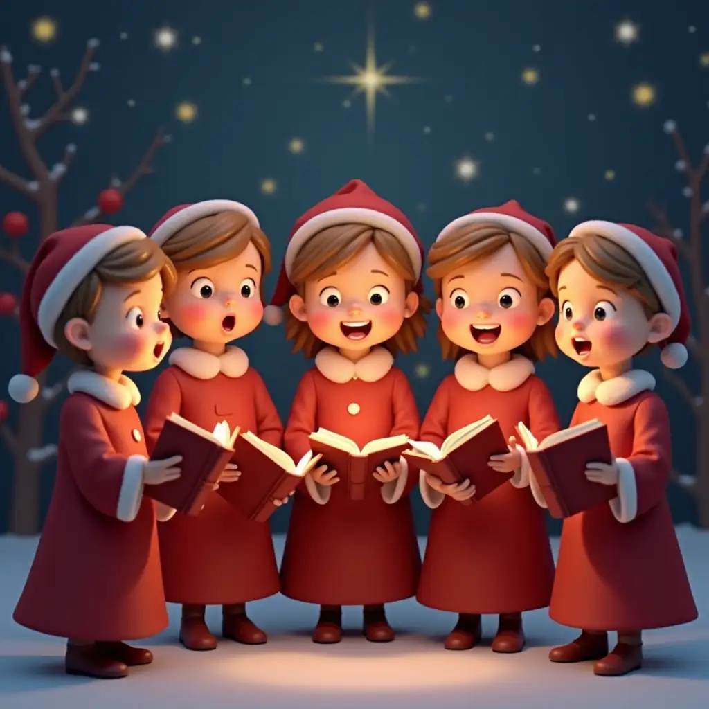 Disney-Style-Choir-of-Cute-Children-Singing-Christmas-Carols-in-3D-Rendering