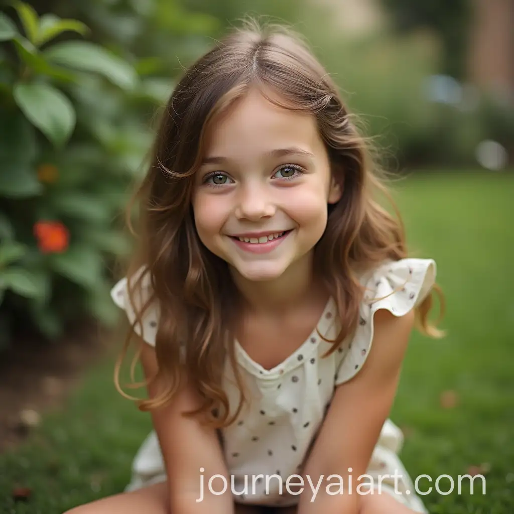 Serene-Girl-with-Brown-Hair-Enjoying-Garden-Tranquility